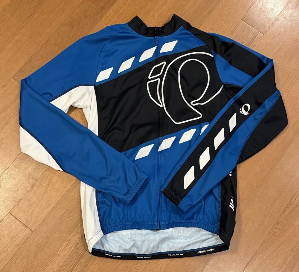 Pearl Izumi Elite LTD Jersey Long Sleeve Black Blue White Mens Size Large EUC